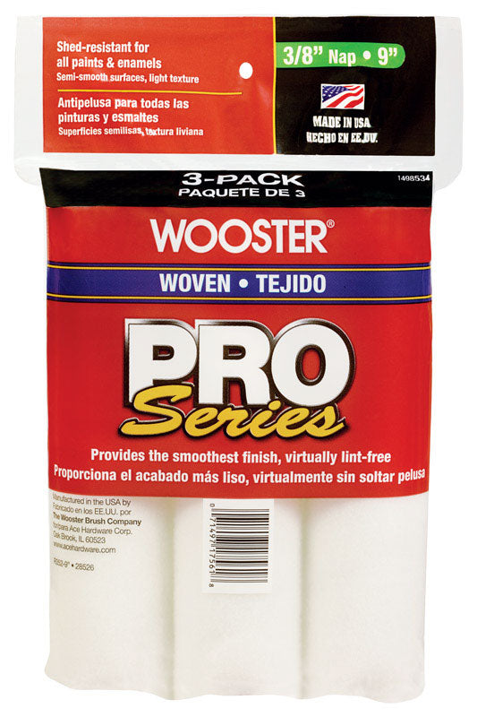 Wooster, Wooster Pro Series Woven 3/8 in. x 9 in. W Paint Roller Cover 3 pk